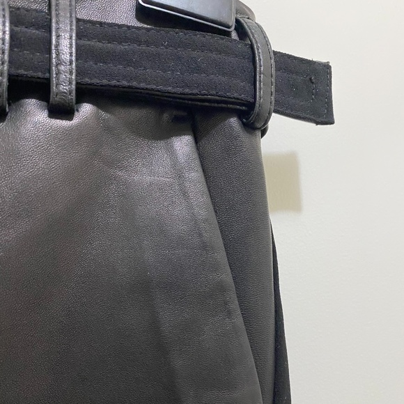 Vince Belted Super Soft Lamb Leather Jogger Pants 4 Black on Black - Picture 4 of 9